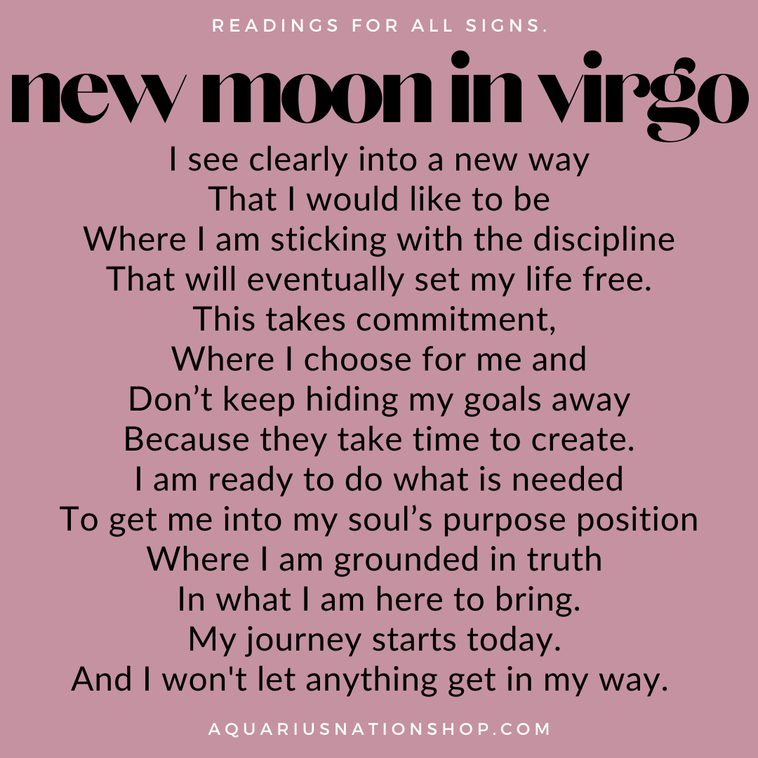 monday 6 september NEW MOON IN VIRGO